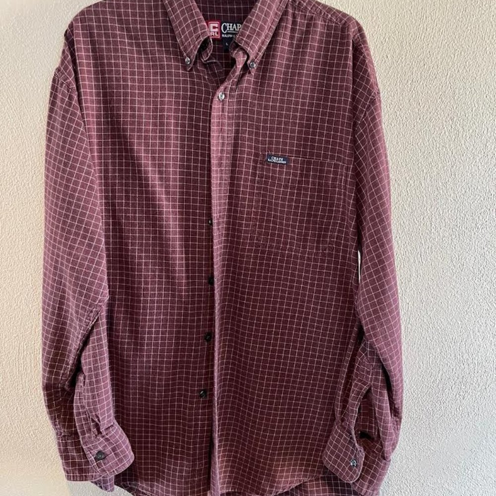 Men's Chaps Ralph Lauren flannel shirt. Size L. Wine/cream